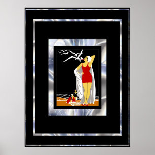 Reisposter Vintage New York Rode Baders Poster