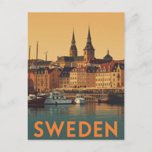 Reisposter Vintage Zweden Havengezicht Briefkaart