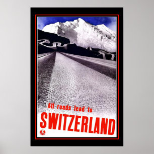 Reisposter Vintage Zwitserland Skiën Poster