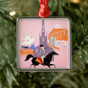 Reisposter voor Allegheny Airlines naar Boston Metalen Ornament