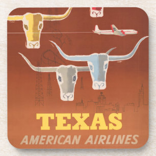 Reisposter voor American Airlines naar Texas Bier Onderzetter