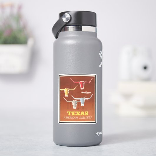 Reisposter voor American Airlines naar Texas Sticker (HydroFlask)