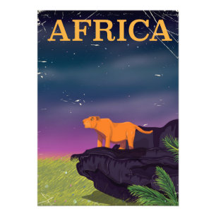 Reisposter voor Big Cat Retro Style in Afrika Foto Afdruk