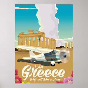Reisposter voor cartoon in Griekse  stijl Poster