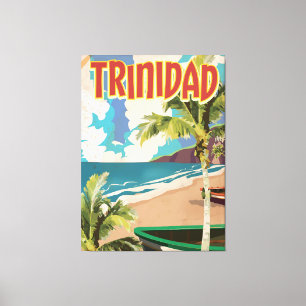 Reisposter voor cartoon uit Trinidad Canvas Afdruk