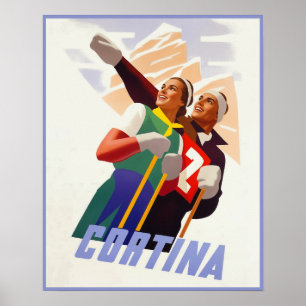 Reisposter voor Cortina d'Ampezzo, Italië. Poster