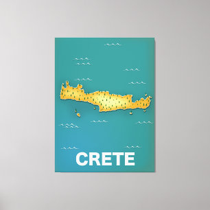 Reisposter voor de kaart van Kreta Canvas Afdruk