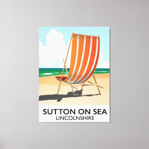 Reisposter voor de kust van Sutton on Sea. Canvas Afdruk