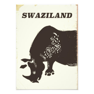 Reisposter voor de  stijl Swaziland Rhino Foto Afdruk