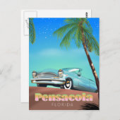 Reisposter voor de  stijl van Pensacola, florida Briefkaart (Voorkant / Achterkant)