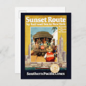 Reisposter voor de Sunset Route per spoor en Zee Briefkaart (Voorkant / Achterkant)
