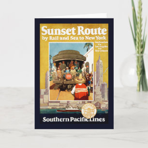 Reisposter voor de Sunset Route per spoor en Zee Kaart