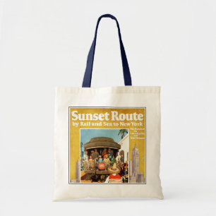 Reisposter voor de Sunset Route per spoor en Zee Tote Bag