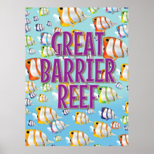 Reisposter voor Great Barrier Reef cartoon Poster