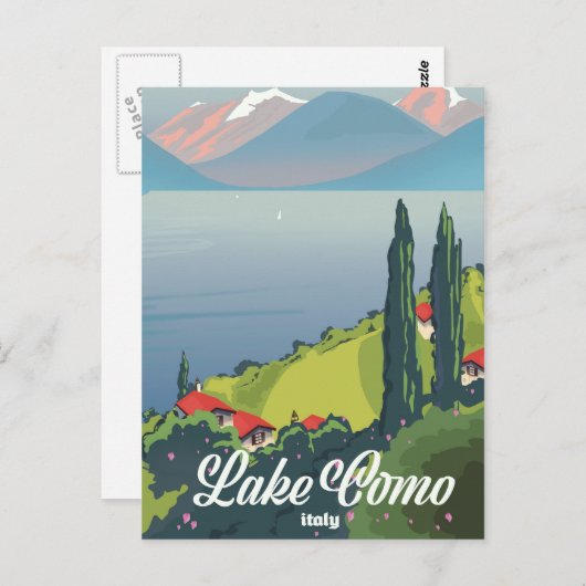 Reisposter voor het meer Como Italië, Briefkaart (Voorkant / Achterkant)