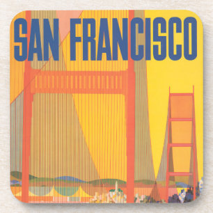 Reisposter voor het vliegen van TWA naar San Franc Bier Onderzetter