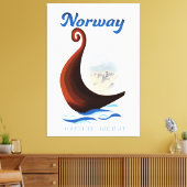 Reisposter voor langbootreizen in Noorwegen Canvas Afdruk (Insitu (Woonkamer))