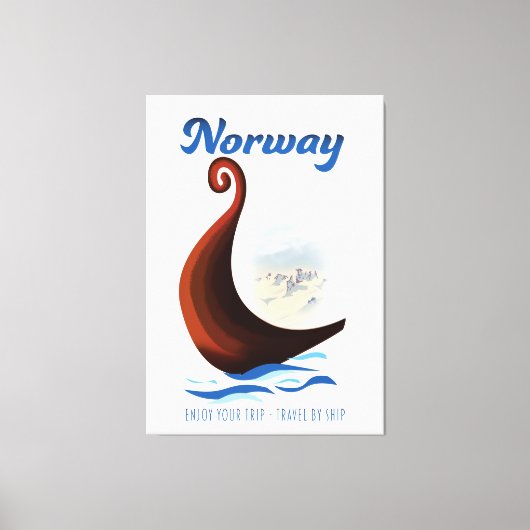 Reisposter voor langbootreizen in Noorwegen Canvas Afdruk (Voorkant)