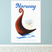 Reisposter voor langbootreizen in Noorwegen Canvas Afdruk (Insitu (Houten vloer))