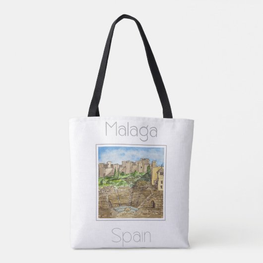 Reisposter voor Malaga Spanje Draagtas (Achterkant)