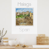 Reisposter voor Malaga Spanje Poster (Keuken)