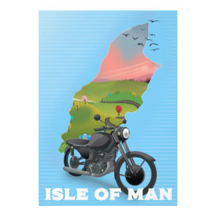 Reisposter voor motorfietsen op het eiland Man Foto Afdruk