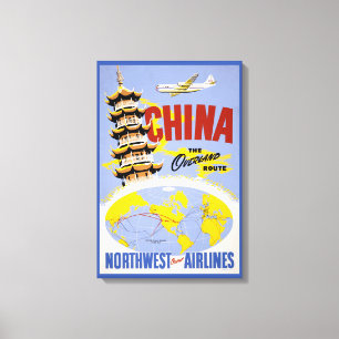 Reisposter voor Northwest Orient Airlines Canvas Afdruk
