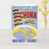 Reisposter voor Northwest Orient Airlines Kaart (Gele Bloem)