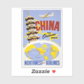 Reisposter voor Northwest Orient Airlines Sticker (Vel)