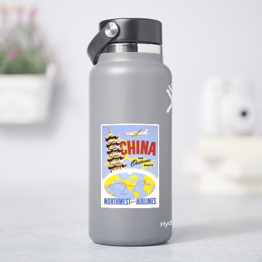 Reisposter voor Northwest Orient Airlines Sticker (HydroFlask)