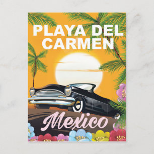 Reisposter voor Playa del Carmen Mexicaanse auto Briefkaart