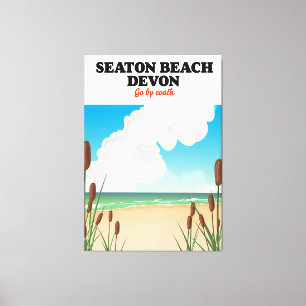 Reisposter voor Seaton Beach Dorset Canvas Afdruk