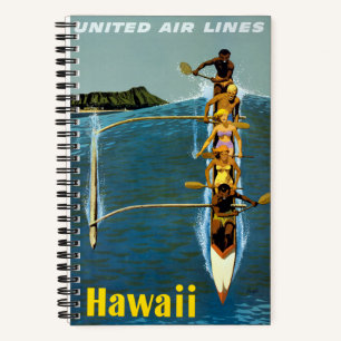 Reisposter voor United Air Lines naar Hawaï Notitieboek