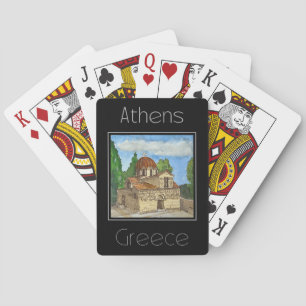 Reisposter waterkleur van Athene Griekenland Pokerkaarten