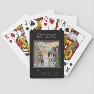 Reisposter waterkleur van Athene Griekenland Pokerkaarten