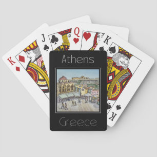Reisposter waterkleur van Athene Griekenland Pokerkaarten