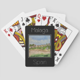 Reisposter waterkleur van Malaga Spanje Pokerkaarten