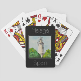 Reisposter waterkleur van Malaga Spanje Pokerkaarten