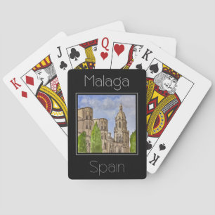 Reisposter waterkleur van Malaga Spanje Pokerkaarten