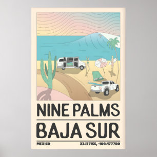 Reisposterprint Baja-kustlijn met surfborden Poster