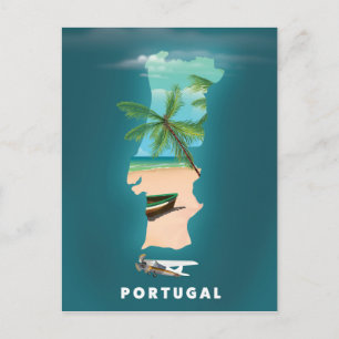 Reisposterprint van een kaart van Portugal.