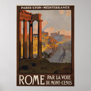 Reispostertrein Parijs Rome Italië Poster