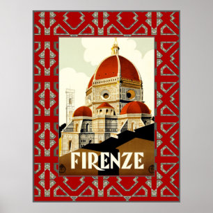Reisprent Firenze Italië vintage Poster