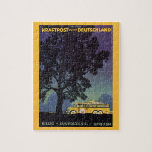 Reisreclame, Duitsland, Gele bus 's nachts Legpuzzel