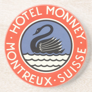 Reisreclame, Zwanenhotel Monney Zwitserland Zandsteen Onderzetter