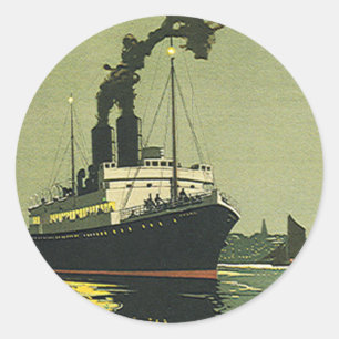 Reisreis, cruiseschip in een haven ronde sticker