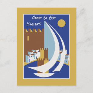 Reisreis van de Griekse eilanden Retro adverteren Briefkaart