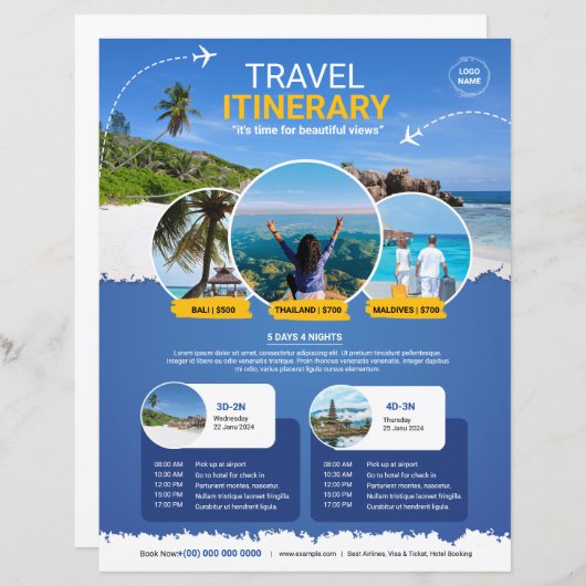 Reisroute Flyer Sjabloon (Voorkant / Achterkant)