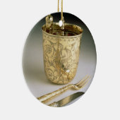 Reisset van een mes, vork, lepel en bekerglas keramisch ornament (Rechts)