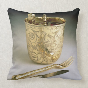 Reisset van een mes, vork, lepel en bekerglas kussen